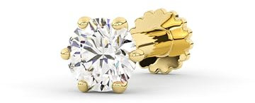 elitebox 585 Gold Nasenstecker Stud mit Diamant für Nasen- und Lippenpiercing, Labret-Stift Körper-Schmuck Ohr Tragus Helix Piercing Schmuck Hypoallergen Frauen Männer 14 Karat 6 Zacken 3mm (0.10 ct)