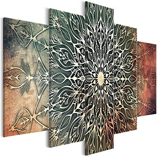 murando - Peinture acrylique 225x112 cm - Effet texturé ou coup de pinceau - Décoration avec finition faite à la main - Finition artisanale - Modèles orientaux de mandala f-A-0663-b-n