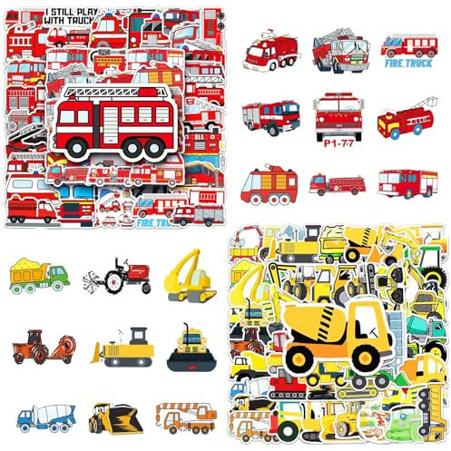 Sticker Kinder, Feuerwehr Aufkleber 100 Stücke, Feuerwehr Sticker Fire Truck Graffiti Aufkleber für Auto Laptop Koffer Skateboard Fahrrad Motorrad Party Wand Deko für Erwachsene Kinder