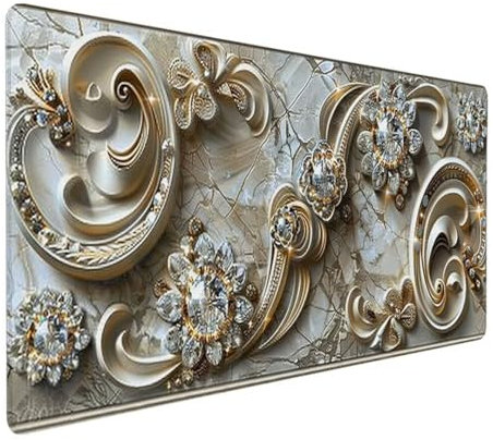 Schreibtischunterlage, Mauspad mit Leder und Rutchfeste Wildleder, Multifunktionales Office Mousepad Laptop Schreibunterlage, Tisch-Schutz Unterlage für Büro/Home 800 x 300 x 3 mm Diamant Kunst 3 - G