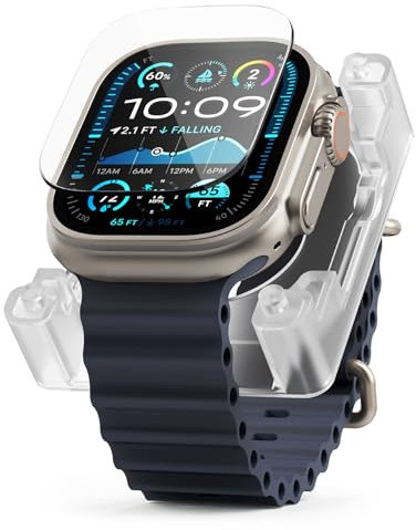 Ringke Easy Slide Tempered Glass Compatible con Protector Pantalla Apple Watch Ultra 2 y Apple Watch Ultra, Fácil de Instalar, Cristal Templado con Herramienta de Instalacion - 2 Pack