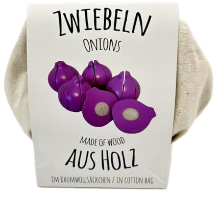 tanner DER KLEINE KAUFMANN TANNER Deco - Zwiebeln zum Schneiden in Baumwollsäckchen, Zubehör für Kaufmannsladen, lebensmittelechtes Design, 0929.3