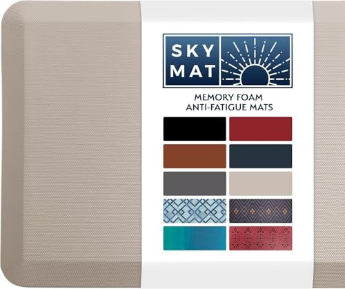 Tapete de cocina acolchado, antideslizante, absorbible, antifatiga para suelo de cocina, escritorio de pie, oficina y garaje (beige, 50 x 81 cm)