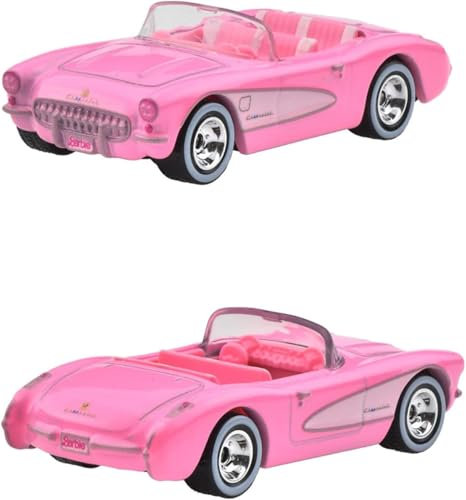 Hot Wheels BARBIE THE MOVIE Die Cast Modèle auto 1956 CORVETTE Cabriolet Rose à partir du film - Echelle 1:64 - longueur 7cm POP CULTURE JBL79