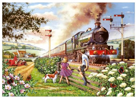 The House of Puzzles Eisenbahn Kinder Puzzle - 1000 Teile Puzzles für Erwachsene, Künstler illustriert, malerische Landschaft, Deluxe-Puzzle-Geschenke
