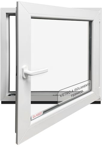 Finestra per cantina, 100 x 70 cm, 3 vetri – Finestre in plastica 76 mm profilo DIN destro – L x A: 1000 x 700 mm perfetto per finestre casette da giardino, finestre del garage e cantina con sistema a