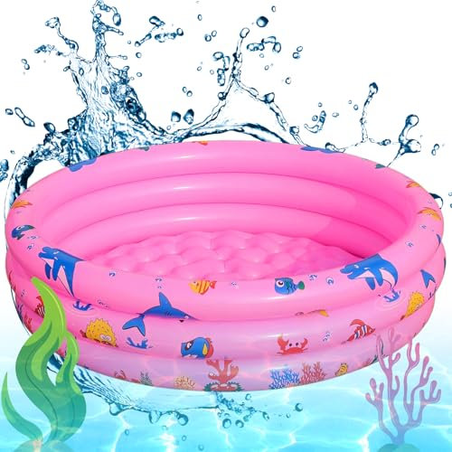 piscina gonfiabile rotonda per i bambini, piscina gonfiabile portatile per bambini (Ø 90 Rosa)