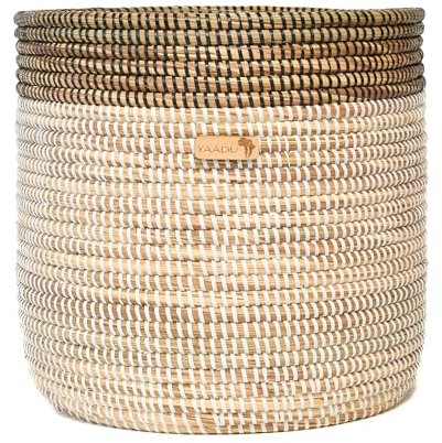 YAADU Geflochtener Aufbewahrungskorb – Pflanzenkorb, Regalkorb, Afrikanischer Korb, Pflanzentopf, Dekokorb, Übertopf, Aufbewahrung von Spielzeugen und diverser Gegenstände (Schwarz-Weiß)