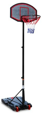 Panier de Basket sur Pied, Paniers de Baskets Ball Réglables avec Base Remplie d'eau et roulettes, Buts de Basket pour Une Mobilité Facile(Black)