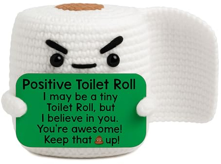 Emotional Support Toilet Roll Crochet Doll, Funny Encouraging Knitted Plush Toy with Inspirational Card, Handmade Mini Desk Decor & Gift for Friends, Coworkers, Students (Style 12)