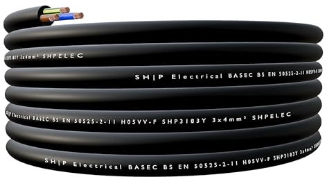 SHPELEC® 3183Y Câble flexible à 3 fils 4 mm - Câble d'alimentation électrique pour câblage intérieur, rallonges et appareils - Gaine PVC - 10 m