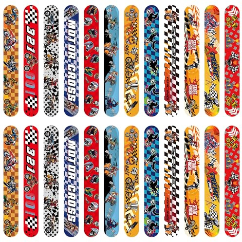 Viicoor Slap Bracelets for Kids 30PCS Moto Racing Style Slap Bands Party Gadget Fillers Favors