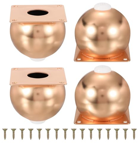 QUARKZMAN Set Von 4 Beine Für Möbel Kugel Möbelfüße 3.15/80mm Roségold | Metall, Hochbelastbare, Mit Gummipads, Für Kommode Sofa Tisch Bett Und Schrank
