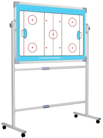Badminton-Coaching-Tafel, Magnetisches, doppelseitiges Multisportbrett mit Rädern, Marker und Radiergummi, 99,3 x 69,9 cm(Ice hockey)