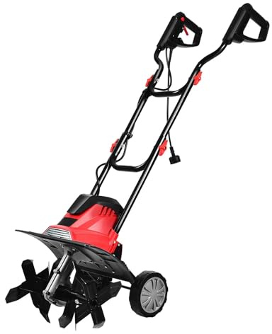GOPLUS Elektro Bodenhacke, 1200W Gartenfräse mit 4 Hackmesser, 22 cm Arbeitstiefe, 35 cm Arbeitsbreite, klappbare Motorhacke, Bodenfräse mit 2-Punkt-Schalter, Gartenhacke elektrisch für Bodenlockerung