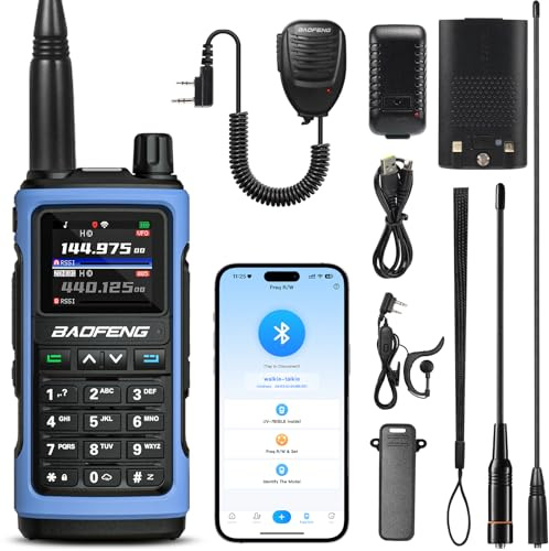 BAOFENG UV-7B Ham Radio, BT APP Programmable, Airband Receive, 1000CH | Handheld Radio with 1.77 Color Display, Frequency copy, USB-C Charging, Flashlight, Speaker mic, Two Way Radio for camping