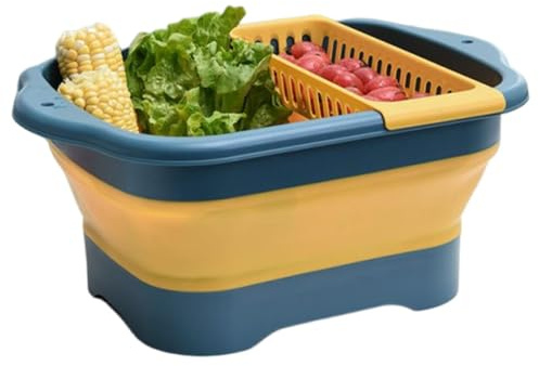 Estación De Lavado De Platos De Camping - Cubo Doméstico Plegable, Fregadero Portátil Multiuso Con Tapón De Drenaje | Herramientas De Limpieza Hogar Para Autocaravana, Cuenco De Cocina, Lavandería, P