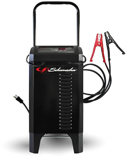 Schumacher Electric Wheeled Automatic 6A Car Battery Charger and 200A Engine Starter, 6-in-1 Solution, Maintainer, 40A Boost, for 6V/12V Power Sport, Automotive, and Marine Batteries, SC1309