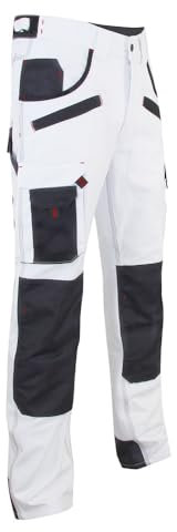 LMA Workwear 1443 AEROSOL Pantalon Bicolore avec Poches genouillères Taille 58 Blanc/Gris Nuit