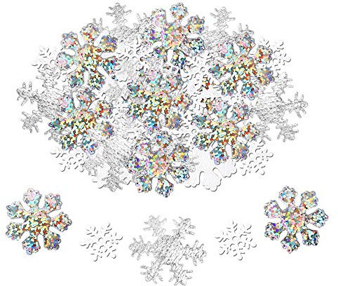 HOWAF 300 Piezas Gran Brillo Confeti de Copo de Nieve, Navidad Confeti de Decoraciones de Mesa de Navidad para Decoración de Fiesta de Invierno Navidad