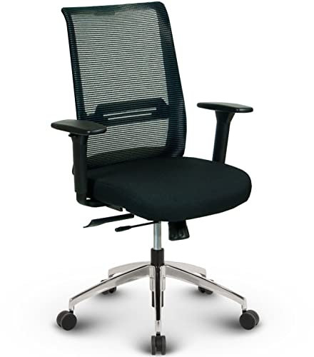 VERSEE Ergonomischer Bürostuhl TANDA aus Stoff/Mesh in Schwarz mit Lendenstütze für Büro, Home-Office, Konferenzräume - Belastbar bis 150kg