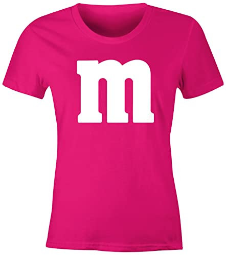 MoonWorks® Damen T-Shirt Gruppen-Kostüm M Aufdruck Kostüm Fasching Karneval Verkleidung Pink S