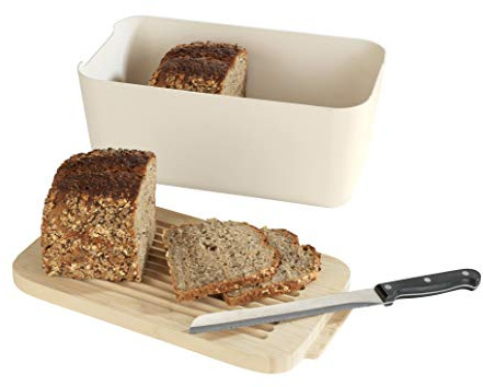 WENKO Aufbewahrungskasten Derry, Box mit Bambusdeckel & integriertem Schneidebrett Multicolor 14.5 x 20 x 34.5 cm