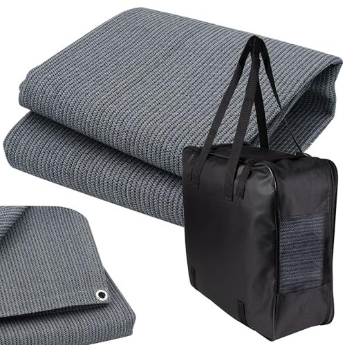 Vorzeltteppich + Heringe + Tasche - 250x550 GRAU-BLAU - Zeltteppich Zeltunterlage Outdoor Camping Vorzelt Campingteppich Vorzeltboden