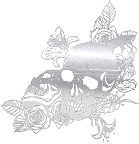 Finest Folia Skull Rose Aufkleber 59x58cm Sticker Dekor Folie Autoaufkleber Tattoo Old School KX039 (Silbergrau)