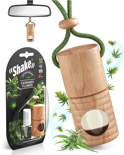 SHAKE Auto Duft (2 x 4,5ml) • Natürlicher Lufterfrischer Auto • Parfüm Aufhänger mit ätherischen Ölen • Diffuser Auto Innenraum • Air Refresher: Cannabis Flower