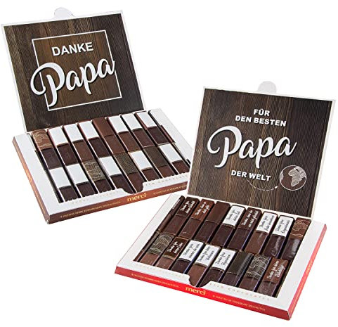 younikat Vatertagsgeschenk für Papa - Aufkleber-Set passend für Merci Schokolade -Bester Papa- zum Vatertag I selbstklebend I kreative Geschenkidee I ohne Schokolade I dv836