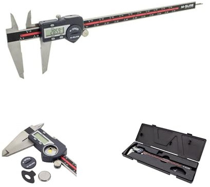 M-SURE MS-220-300 Digital Caliper 0-300mm (0-12 inch) - Stainless Steel, Hardened Frame, Thumb Roller, Inch/Metric Conversion, Auto Wake, Cabled Data Output, UKAS Calibration