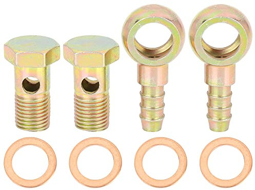 X AUTOHAUX 2 Sets 14mm Diameter Banjo Hose Barb Bolt Fittings Metal for Car