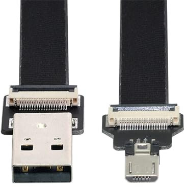 xiwai Câble plat plat FPC USB 2.0 type A mâle vers micro USB 5 broches mâle pour FPV, disque et téléphone 0,5 m