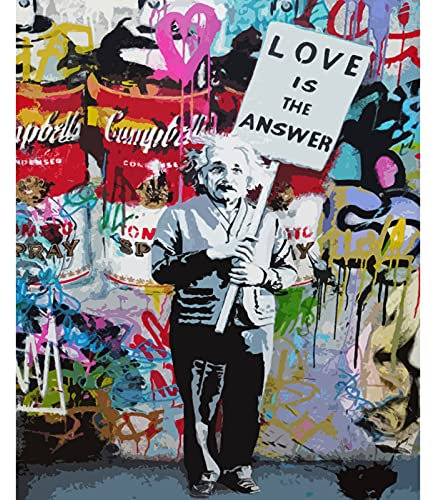 Tucocoo Love is The Answer Kit de peinture à l'huile par numéro Banksy 40,6 x 50,8 cm sur toile Banksy pour enfants, étudiants, adultes, débutants avec pinceaux et pigments acryliques (sans cadre)