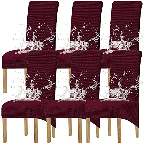 KELUINA XL Stuhlhussen,Universal Stretch Stuhlhussen 2er 4er 6er Set Stuhlbezug für Stuhl Esszimmer(Weinrot1,6 Hussen)