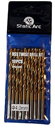 10x HSS Titanium Coated Drill BIT Set Pack Steel Wood Plastic 1/2/3/4/5/6mm (4mm)