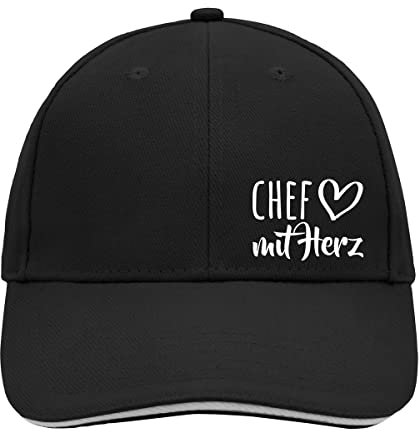 Huuraa Cappy Mütze Chef mit Herz Geschenk Black/Light Grey Chef Präsent
