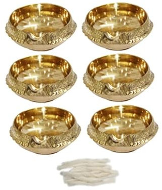 Universal Hub® Messing-lampe traditionelle Öllampe, Diyas, antike Messing-Öllampe, Laxmi Pooja, Samagri, Tempel-Dekoration, Ölbrenner, Hindu-Geschenke, Windlicht Öllampe, Kerze Öllampe Hindu-Geschenke