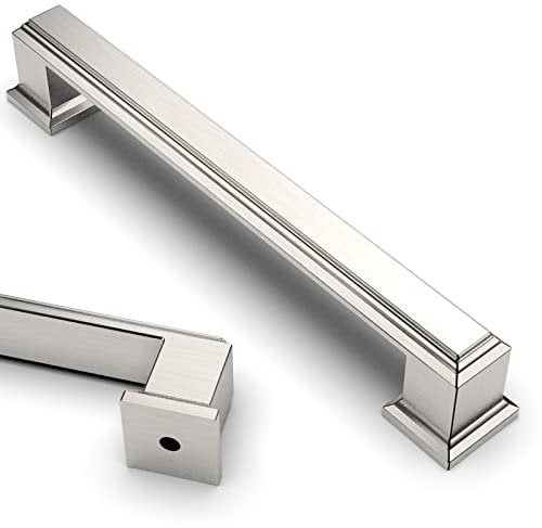 9BUILD 10 Pack 128mm Brushed Satin Nickel Cabinet Pulls - Kitchen Cupboard Handles - Zinc Alloy, 100% - Nickel