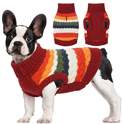 Kuoser Warmer Hundepullover für Kleine und Mittelgroße Hunde, Fleece Hunde Kleidung für Winter, Rot XXL