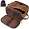 Elviros wasserdichte Leder Toilettentasche für Männer Große Reisetasche Rasieren Dopp Kit Badezimmer Gym Toiletten Make-up Organizer mit Freier Nass Trockentasche, Dunkelbraun Medium