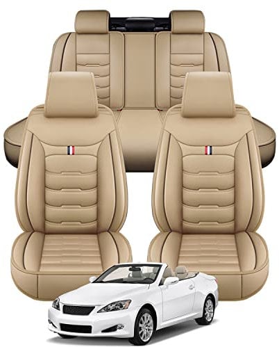 BPOOBP MH51 Fünf Sitze Auto Sitzbezüge passend für VW Tiguan Limited,Leder sitzbezüge,wasserdichte Gemütlich Sitzschoner,Beige-Standard