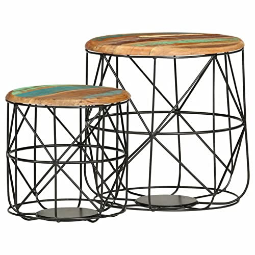 Tidyard 2 STK. Couchtische Kaffeetisch Wohnzimmertisch Sofatisch Beistelltisch Teetisch Holz Tisch Wohnzimmermöbel, für Wohnzimmer, Schlafzimmer, Altholz Massiv