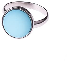 Adi-Modeschmuck verstellbarer Ring 'Elisa', 12mm Polaris Cabochon in einer in der Größe verstellbaren Fassung aus Edelstahl, handgefertigt in Berlin (Türkis)
