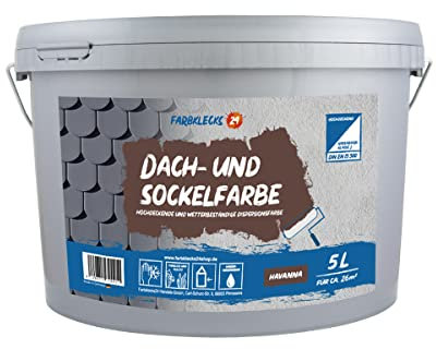 Farbklecks24 Dach und Sockelfarbe 5L Havanna Dispersionsfarbe, Dachfarbe