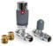 Thermostatic TRV Straight Grey/Chrome Radiator Valves 1/2 x 15mm with Brass Radiator Reducer Compression Valve - 15mm to 10mm