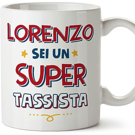 MUGFFINS Tazas Personalizadas para TAXISTA hombre - En Italiano - Sei Super - 11 oz / 330 ml - Regalo Personalizable original y divertido