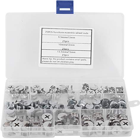 Jeu D'écrous de Roue Excentriques pour Meubles, 75 Pièces, en Acier au Carbone, Connecteur 3 en 1, Outils de Quincaillerie de Fixation pour Armoires de Meubles