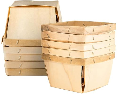 Cabilock Lot De 10 Paniers En Bois Naturels Pour Fruits Corbeilles De Rangement Cuisine Décoration Maison 4X4X2.6 Pouces